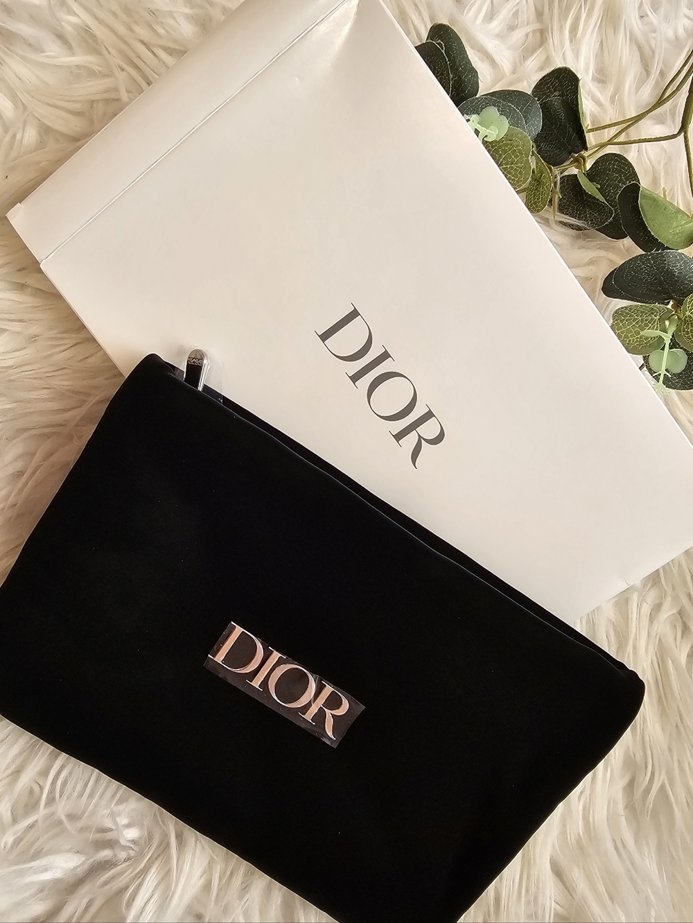 Dior Black Velvet Trousse Cosmetic Clutch Pouch with Box NIB